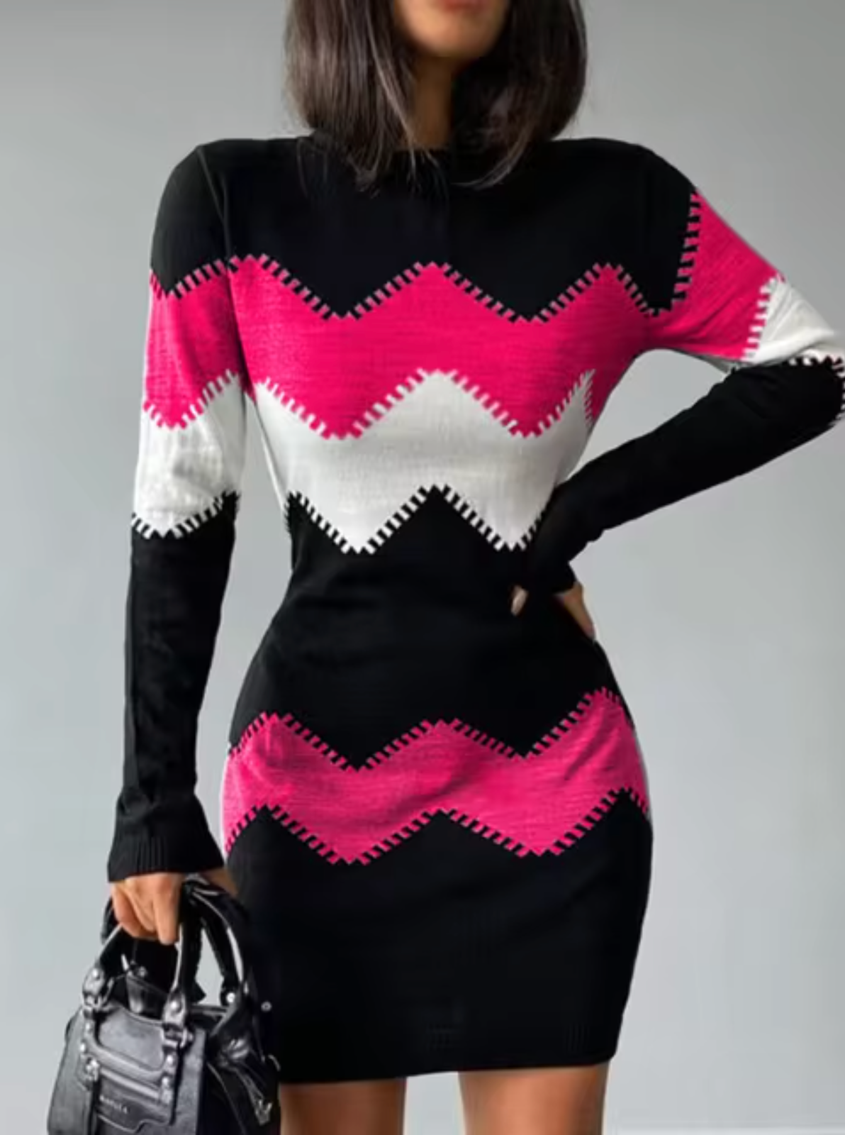 Vestido corto mujer de plumeti manga larga