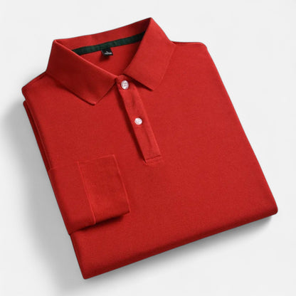 Polo hombre de algodón perlado manga larga estilo business