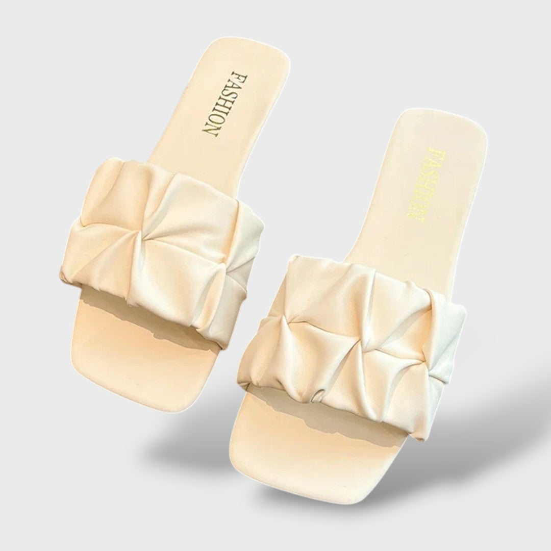 Sandalias Planas Mujer Tira Fruncida Estilo Coreano