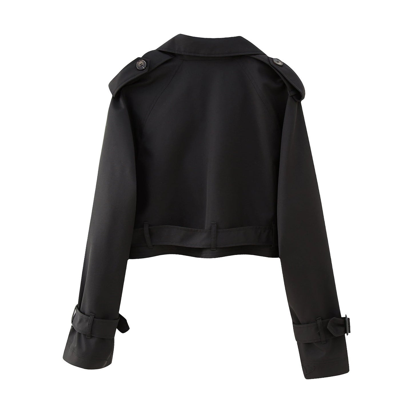 Chaqueta Trench Mujer con Solapas Clasicas y Trabillas Corto