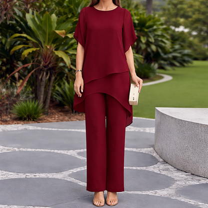 Conjunto Mujer Asimétrico y Pantalón Ancho