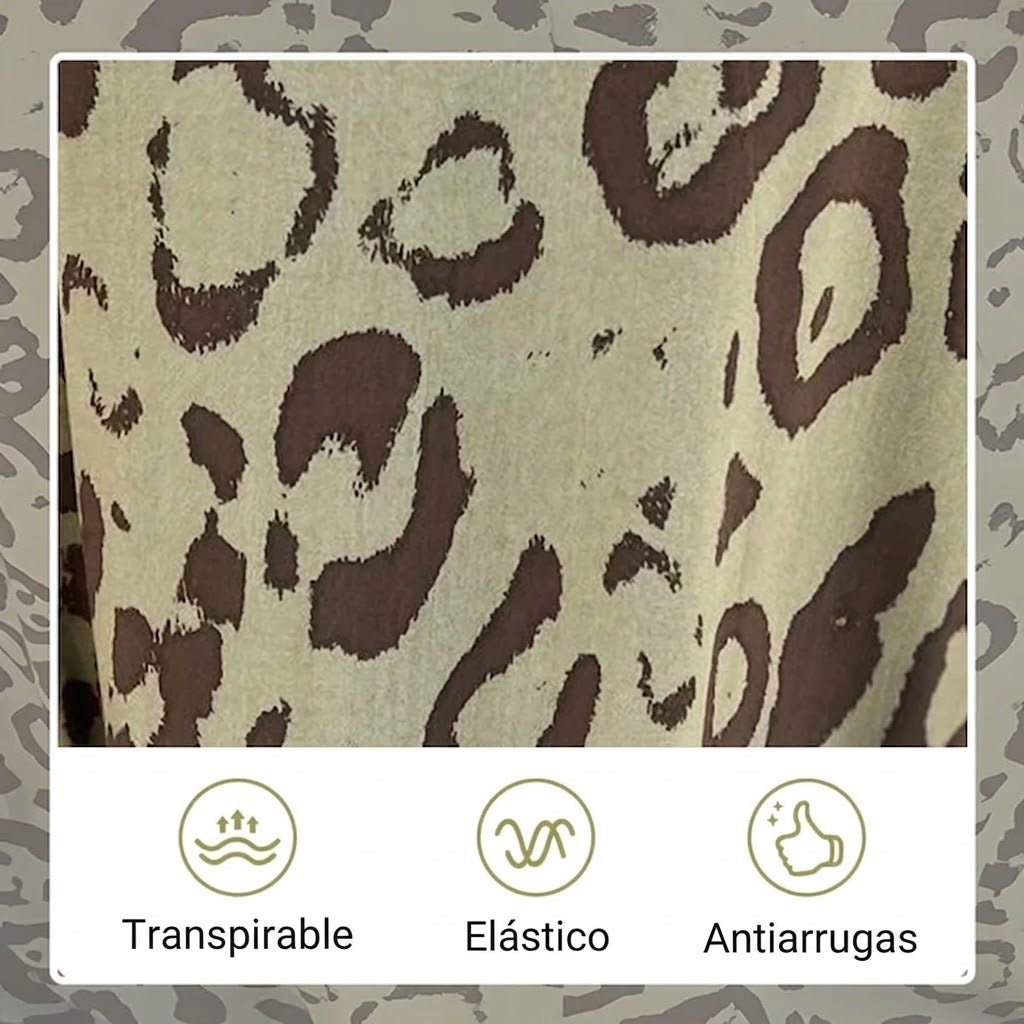 Vestido Safari Mujer Estampado Animal Corte Chic