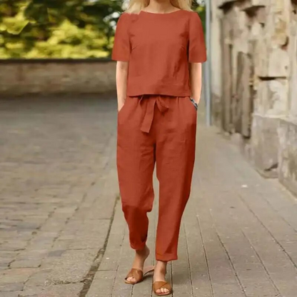 Conjunto Mujer de Lino y Pantalón Fluido