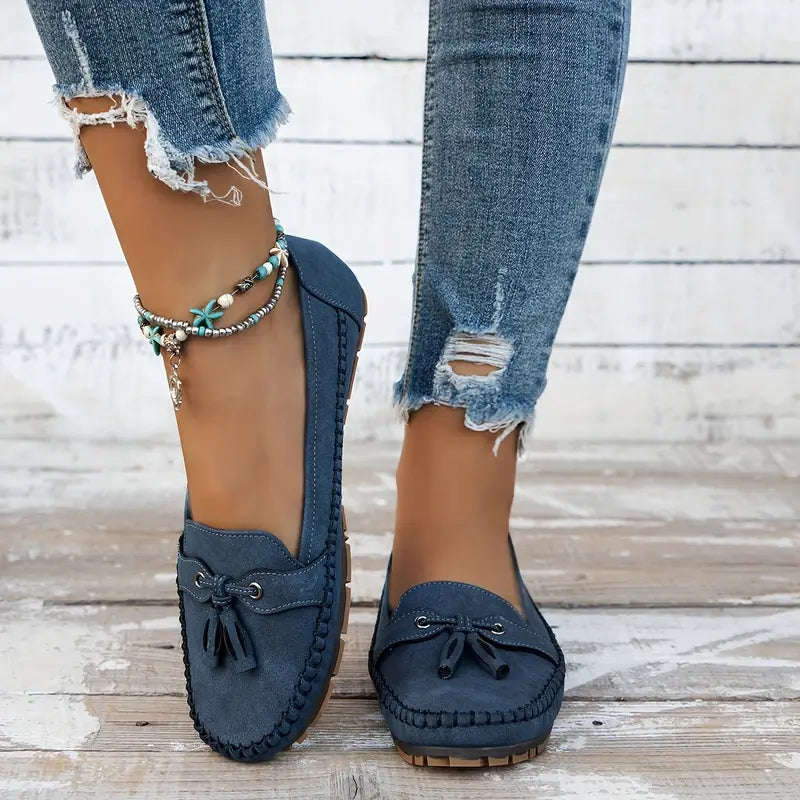 Mocasines Mujer de Piel con Lazo Suela Flexible