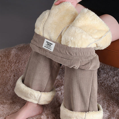 Pantalones Mujer Cintura Alta Pierna Recta Tela Gruesa