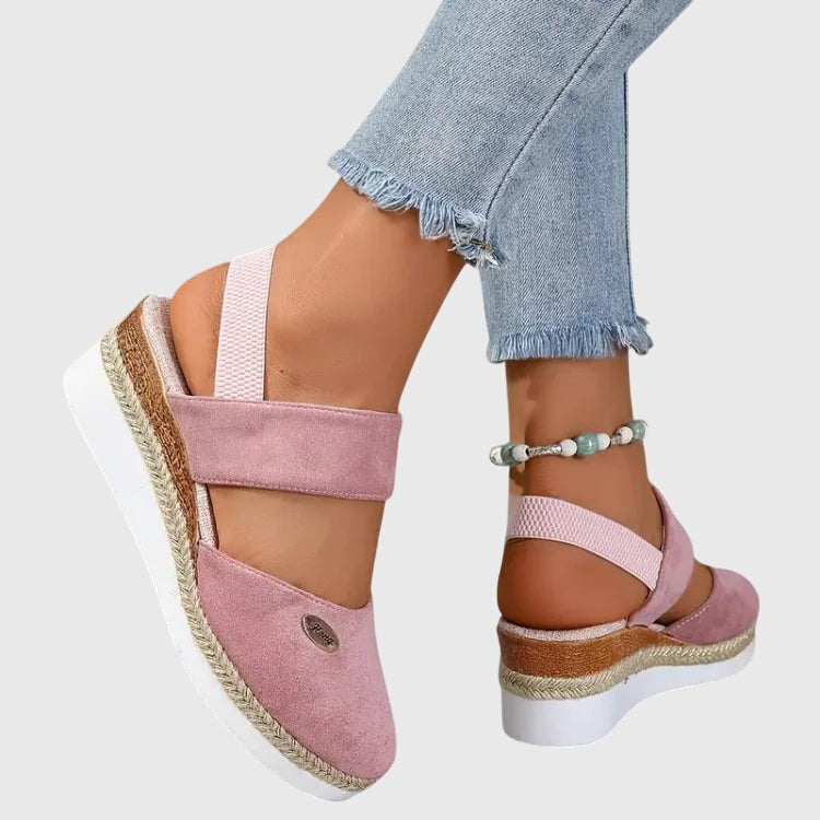 Sandalias Mujer Ortopédicas Cuña Esparto Correas Elásticas