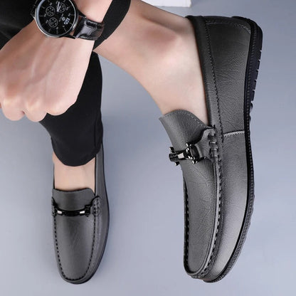 Mocasines Hombre de Cuero Genuino Estilo Conducción Suela Goma Slip-On
