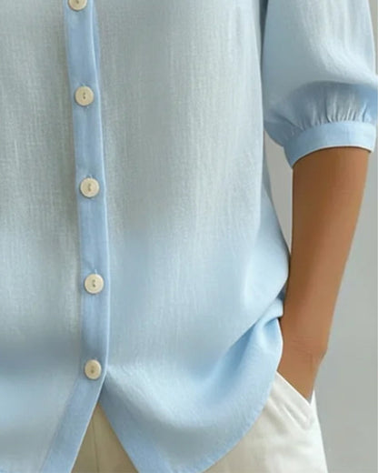 Camisa mujer de algodón cuello peter pan manga fluida