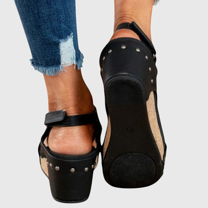 Sandalias Plataforma Mujer con Cuña y Acabado Corcho