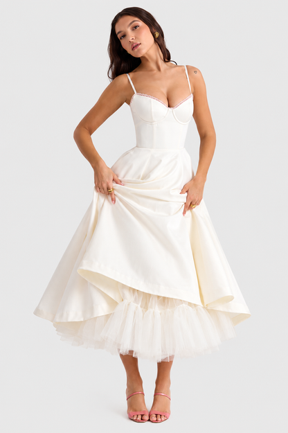 Vestido Midi Mujer de Satén Suave Ajuste Elegante