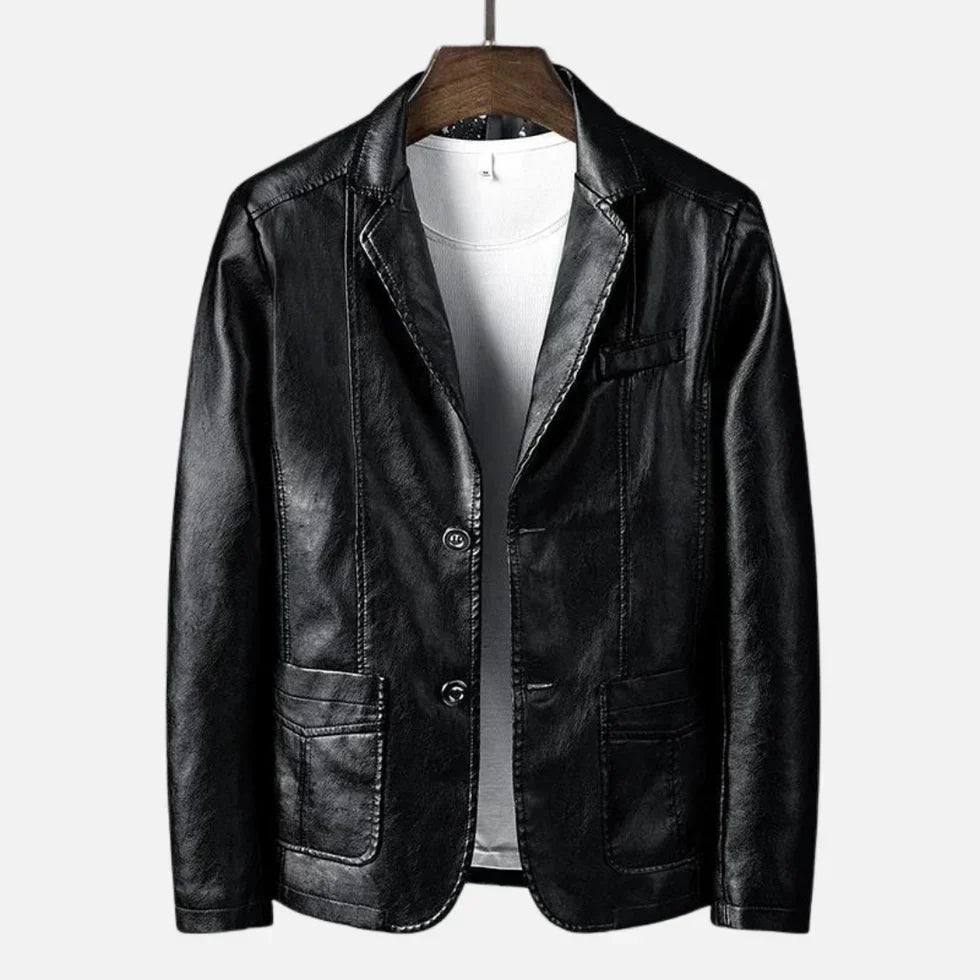 Chaqueta Hombre de Piel Estilo Retro Ajuste Clásico
