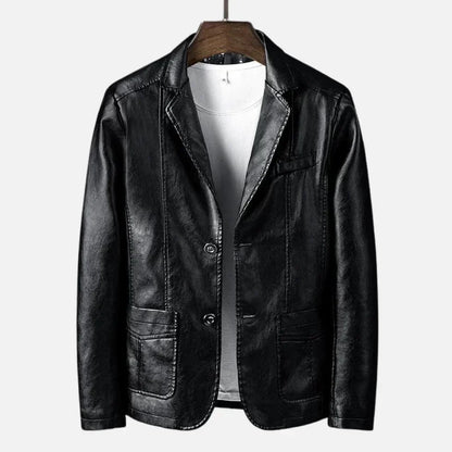 Chaqueta Hombre de Piel Estilo Retro Ajuste Clásico
