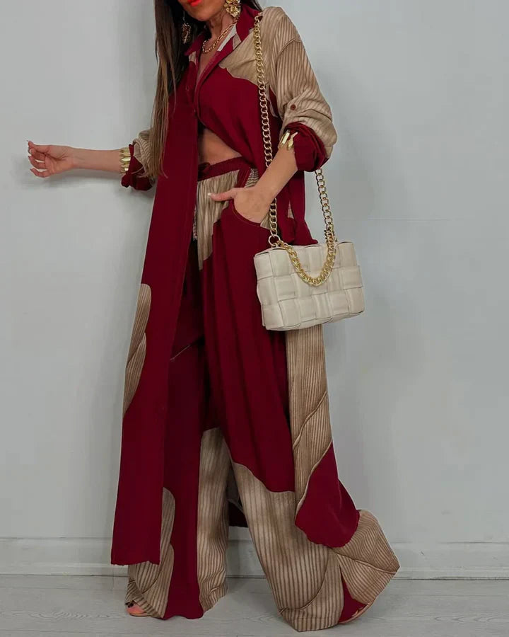 Conjunto Mujer Blusa Holgada y Pantalón Ancho