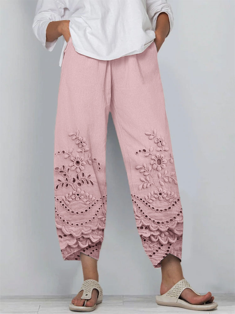 Pantalones Mujer de Encaje Estampado Ajuste Regular
