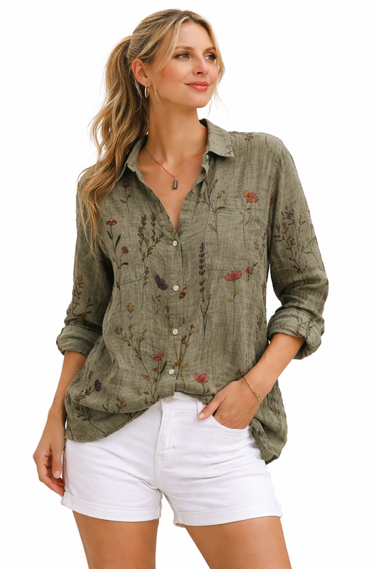 Blusa Mujer de Tela Estampado Floral Vintage Ajuste Regular - Mavetta