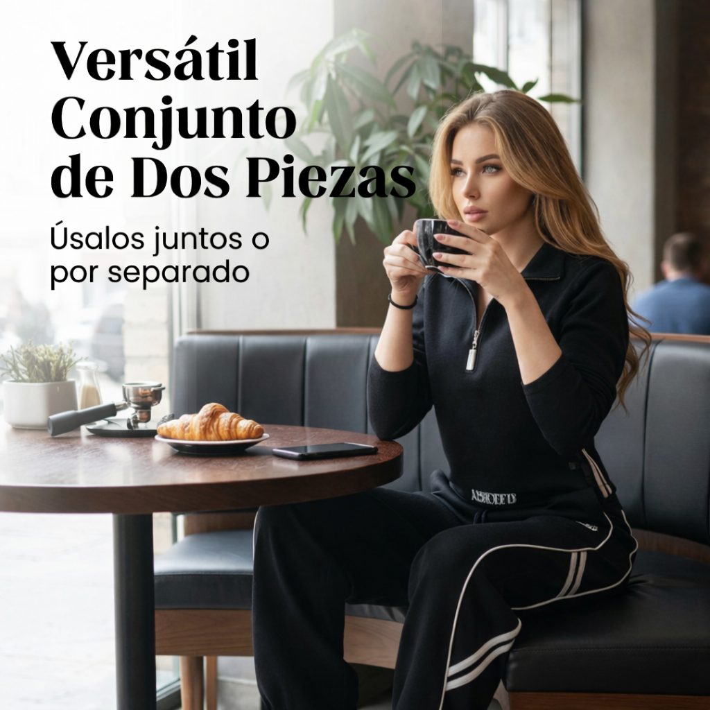 Conjunto Deportivo Mujer de Tejido Suave Media Cremallera