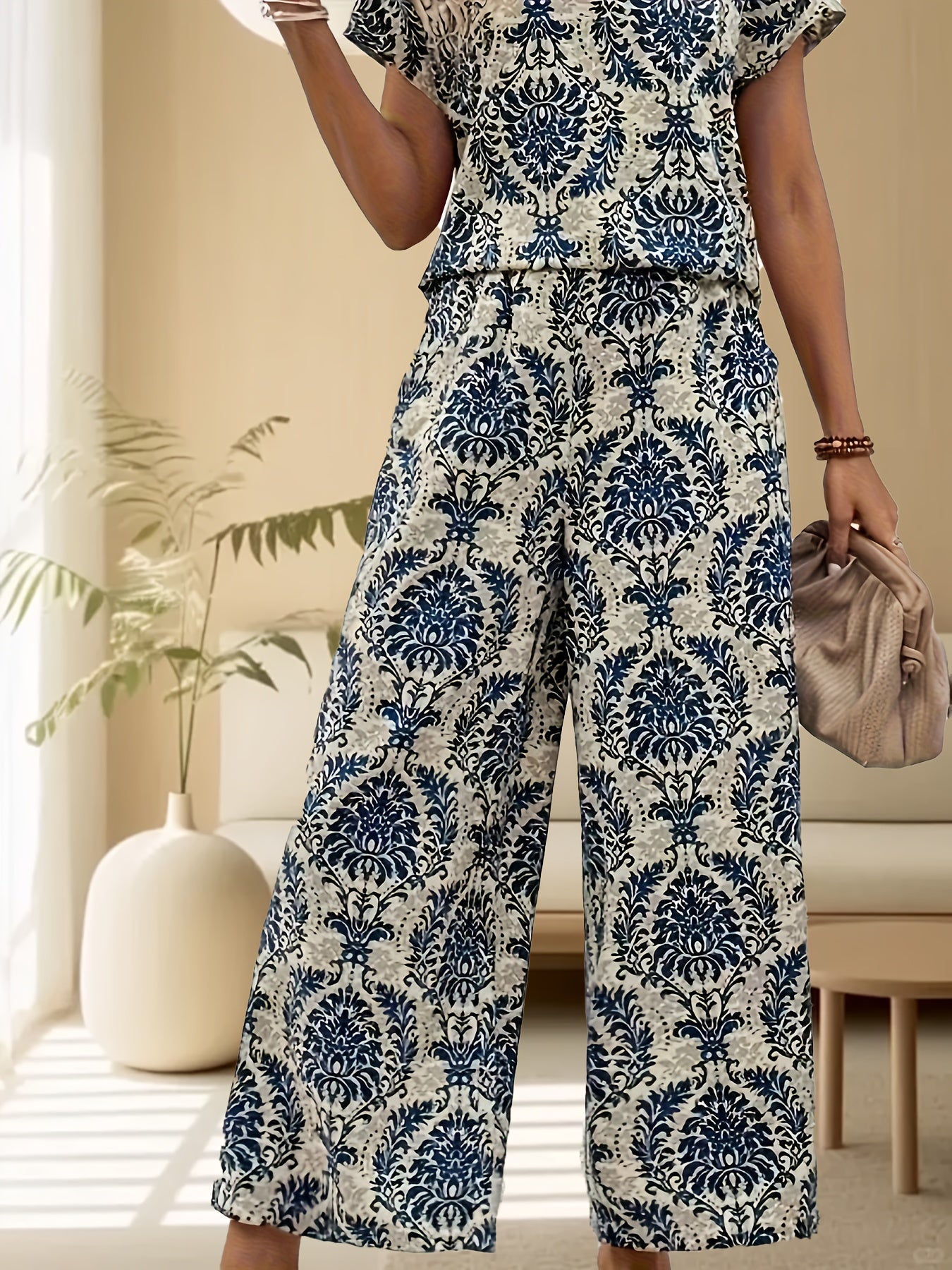 Conjunto Mujer de Camiseta y Pantalón Algodón Estampado Casual