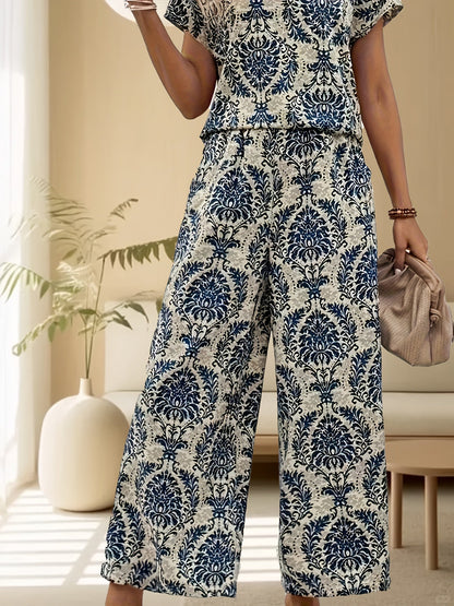 Conjunto Mujer de Camiseta y Pantalón Algodón Estampado Casual