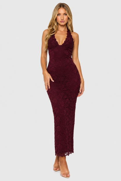 Vestido largo Mujer de Encaje Ajuste Elegante