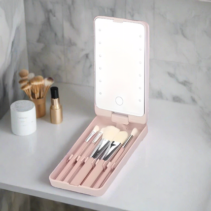Set de brochas maquillaje Unisex con estuche compacto viaje
