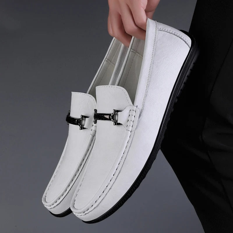 Mocasines Hombre de Cuero Genuino Estilo Conducción Suela Goma Slip-On