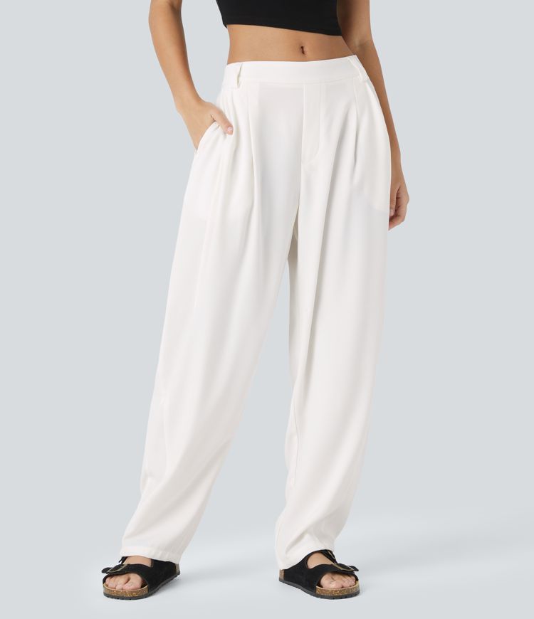 Pantalón Mujer Algodón Cintura Alta Corte Holgado