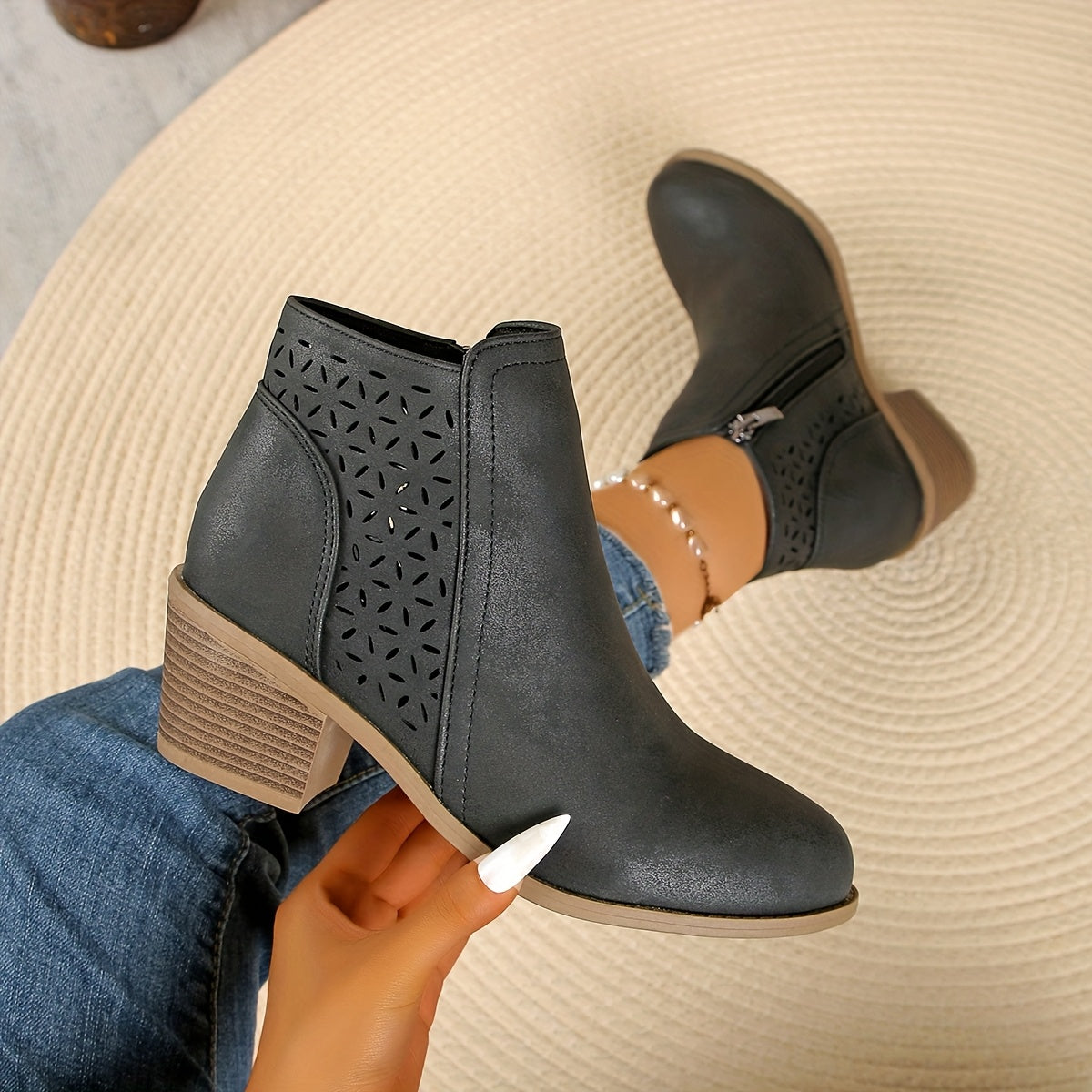 Botines mujer transpirables de piel estilo casual cómodo