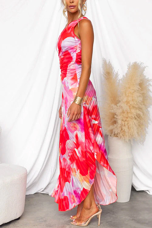 Vestido Largo Mujer Drapado Un Hombro