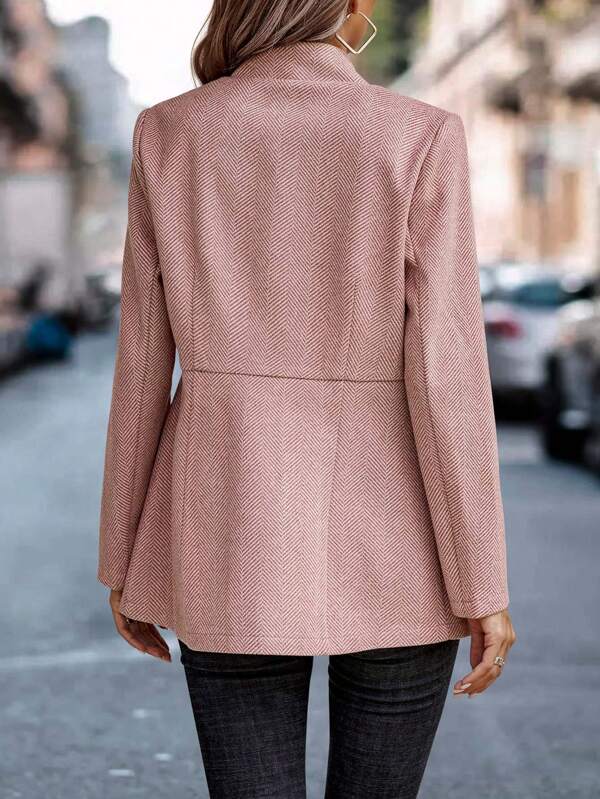 Blazer Mujer de Tejido con Patrón de Espiga Ajuste Chic
