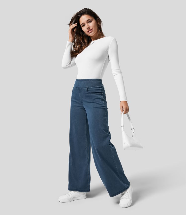 Pantalón Mujer Cintura Alta Corte Ancho Diseño Suelto