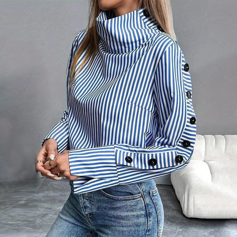 Blusa Mujer Cuello Alto Tejido Ligero Ajuste Regular