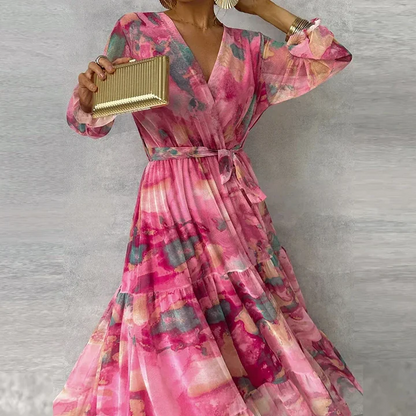 Vestido Maxi Mujer de Chifón Estampado Floral