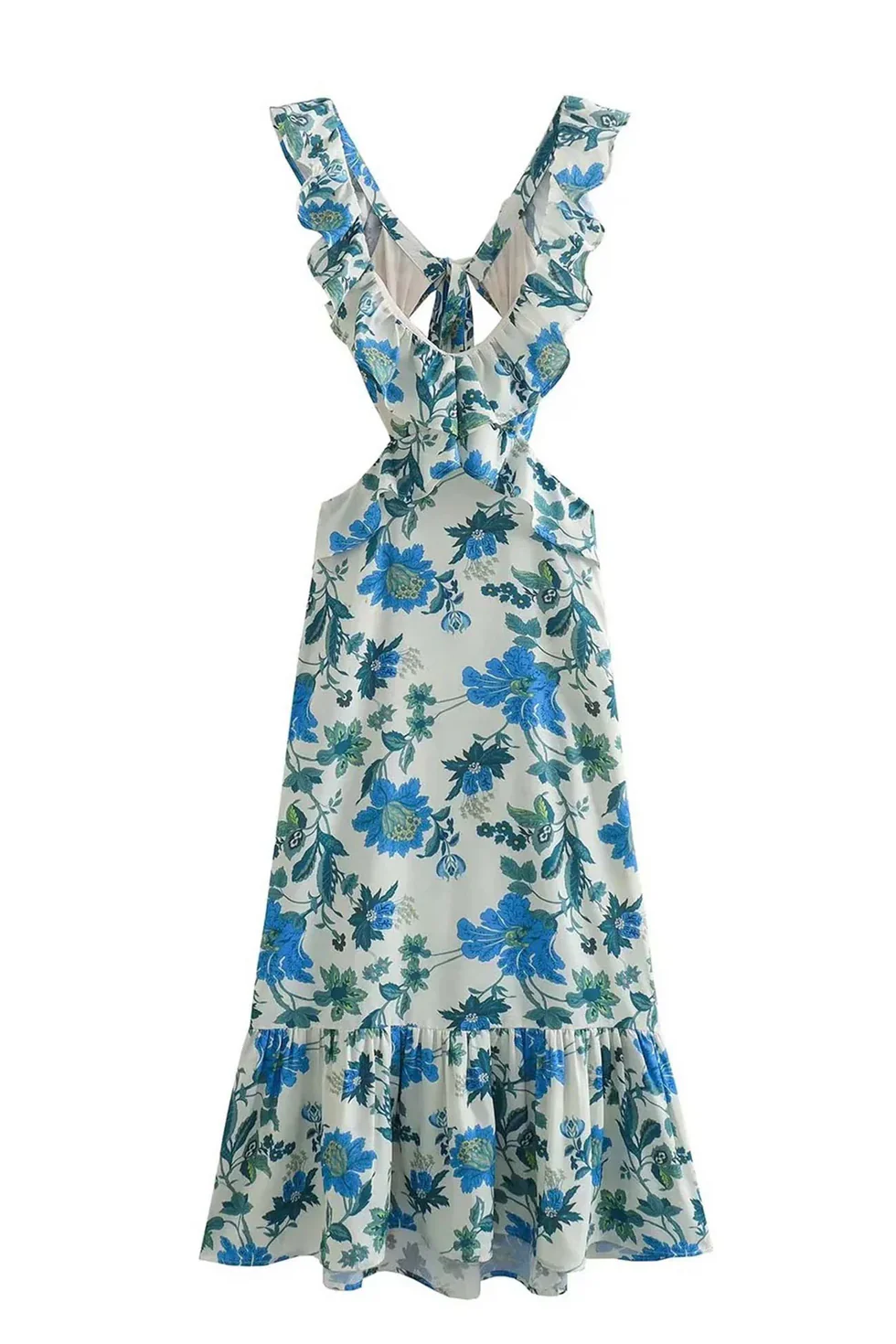 Vestido Mujer Floral con Volantes y Corte Fluido