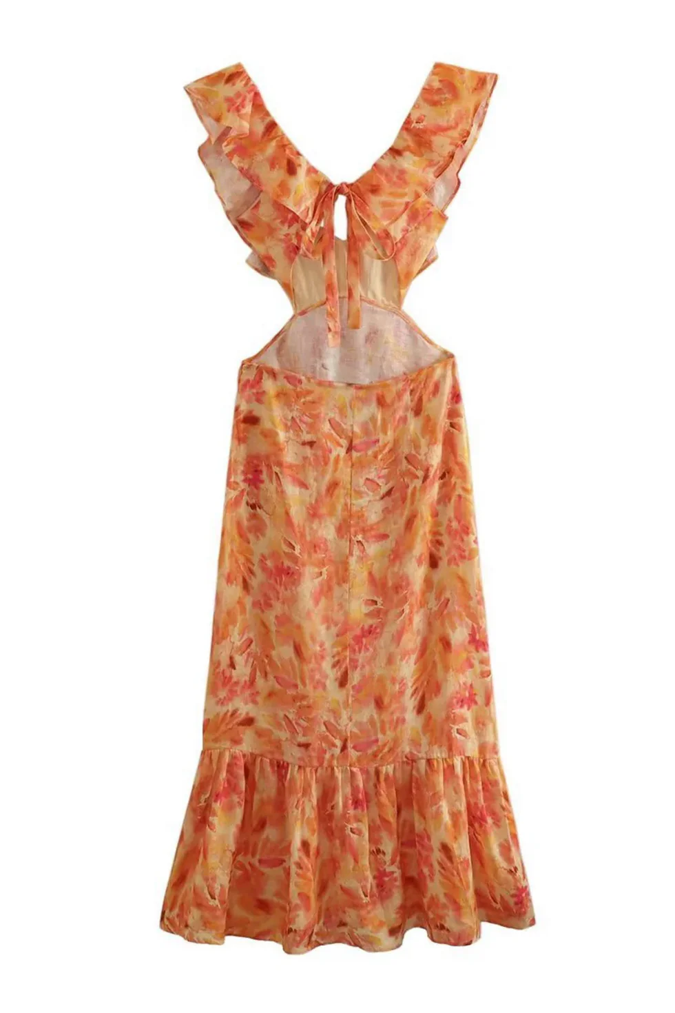 Vestido Mujer Floral con Volantes y Corte Fluido