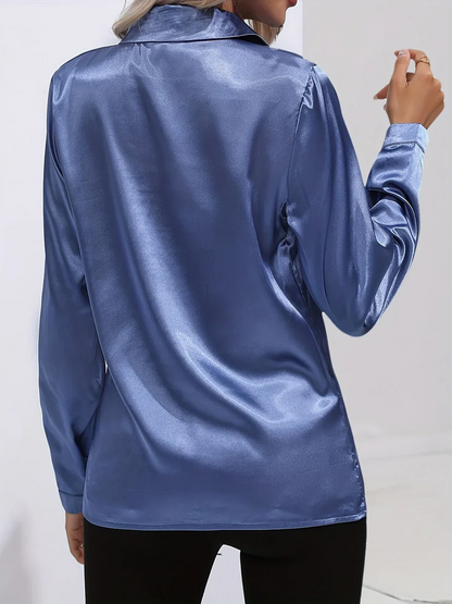 Camisa Mujer de Satén Manga Larga