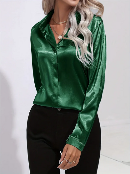 Camisa Mujer de Satén Manga Larga