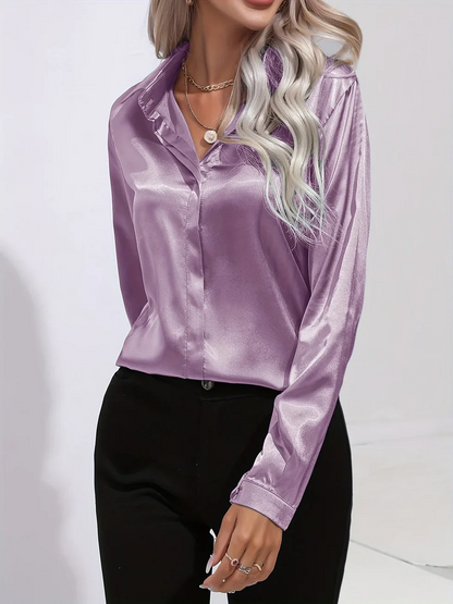 Camisa Mujer de Satén Manga Larga