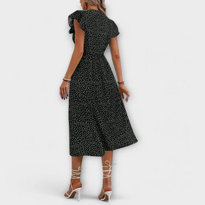 Vestido Midi Mujer Escote en V Botones