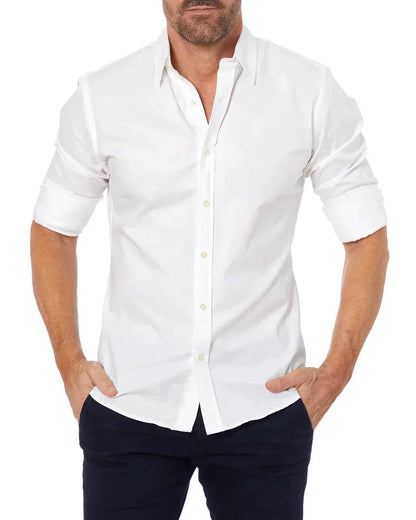 Camisa Hombre Manga Larga Cremallera Cuello Clásico