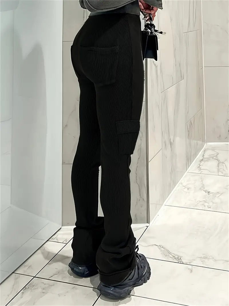 Pantalón Campana Mujer Tela Suave Ajuste Amplio