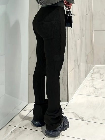 Pantalón Campana Mujer Tela Suave Ajuste Amplio