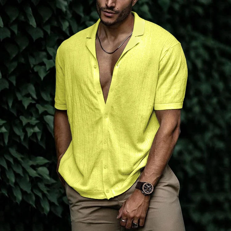 Camisa Hombre Verano Algodón Manga Corta Corte Relajado