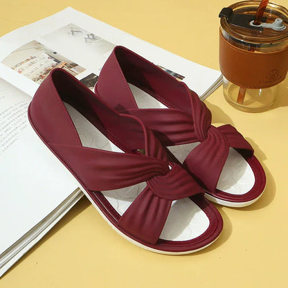 Sandalias Mujer de Cuero Diseño de Nudos Comodas Verano