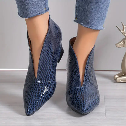 Botines Mujer de Piel con Tacón Tobillo Ajustado