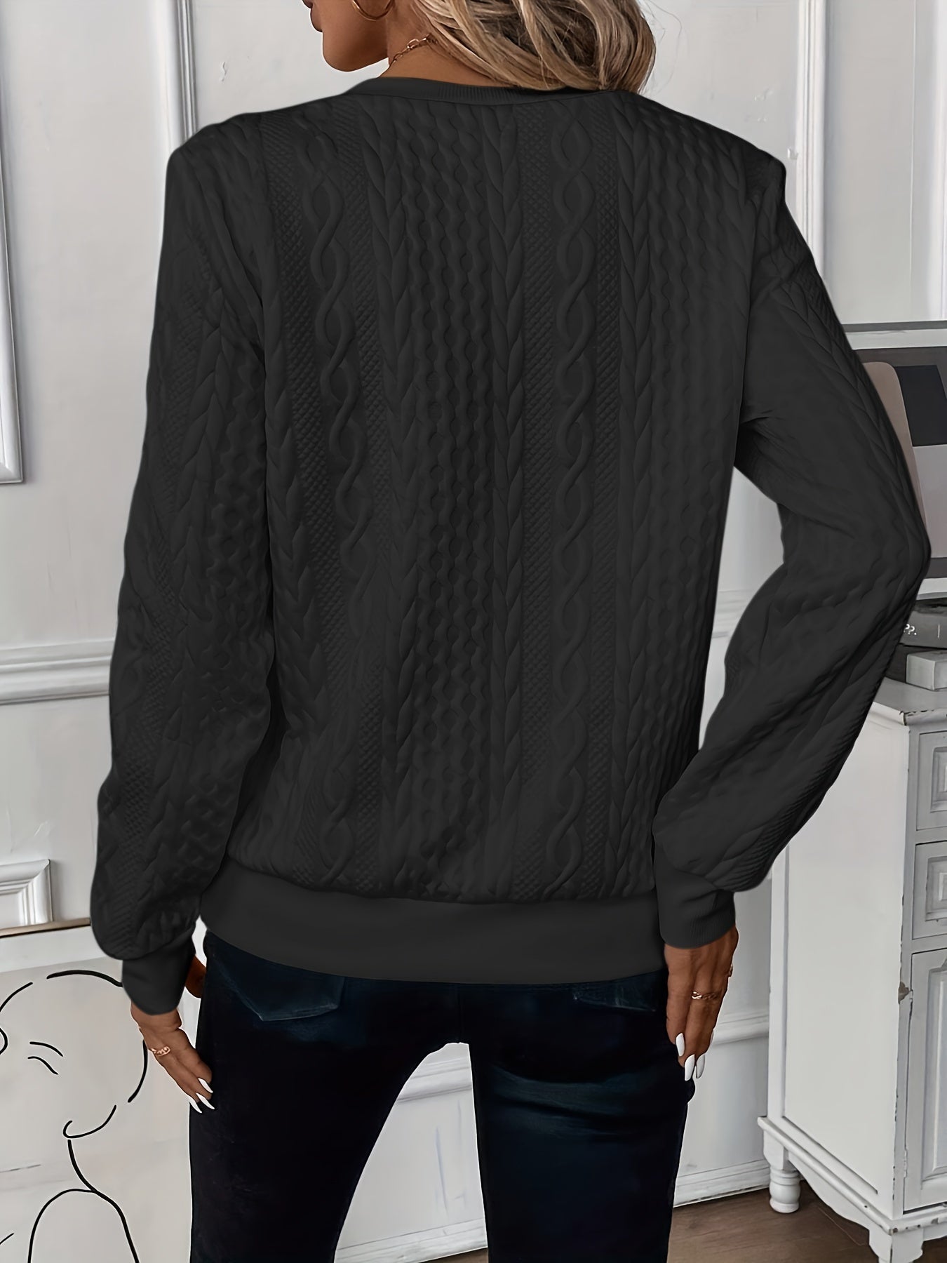 Jersey Mujer de Punto Trenzado con Cremallera Cálido Casual