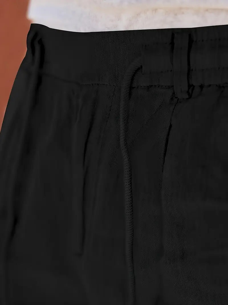 Pantalones Lino Hombre Anchos Cordón Ajustable