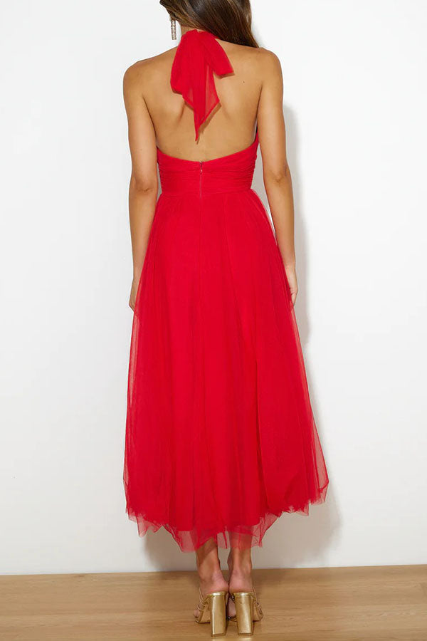 Vestido largo Mujer sin mangas Escote halter maxi