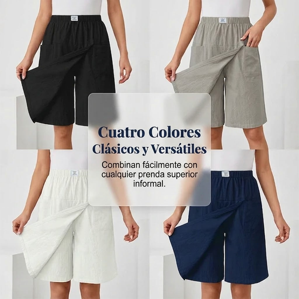 Falda Pantalón Mujer Casual Cintura Elástica