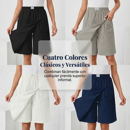 Falda Pantalón Mujer Casual Cintura Elástica