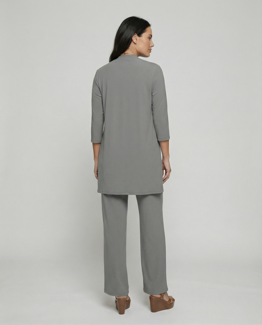Conjunto Mujer Tres Piezas Duster Escote Redondo